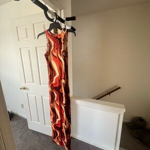 Swirl Pattern Sleeveless Maxi Dress